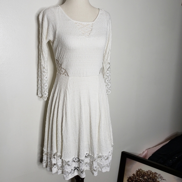 Free People To the Point Dress Snow Cut Out Lace White Seductive Bohemian Summer - Picture 7 of 16